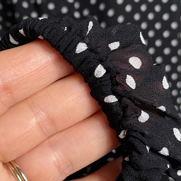 J.Crew Puff Sleeve Polka Dot Top in Lightweight Chiffon, Size Large - Picture 8 of 16